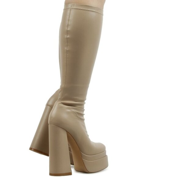 LILIANA  " READY FOR THE WORLD " PLATFORM HEEL BOOTS - Nude (BRAND NEW !!!) - Picture 4 of 7
